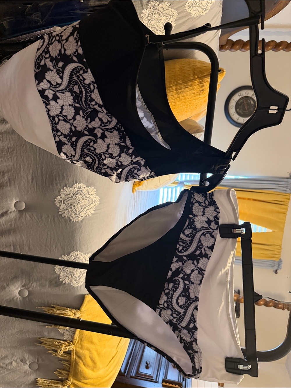 Tahari Black and White Paisley One-Piece Swimdress